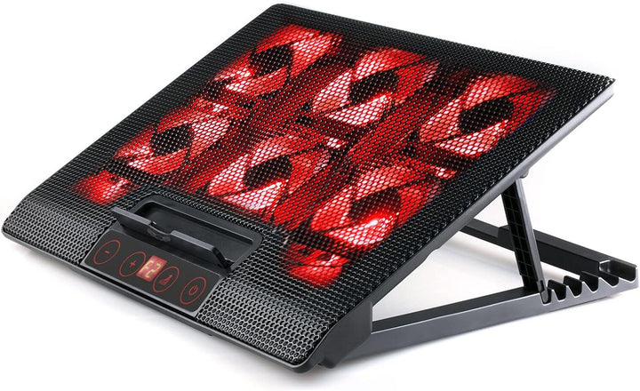 skgames Notebook Laptop Kühler Gamer Ständer Unterlage für 10-17 Zoll, 6 x LED Lüfter, LCD Lüfterste