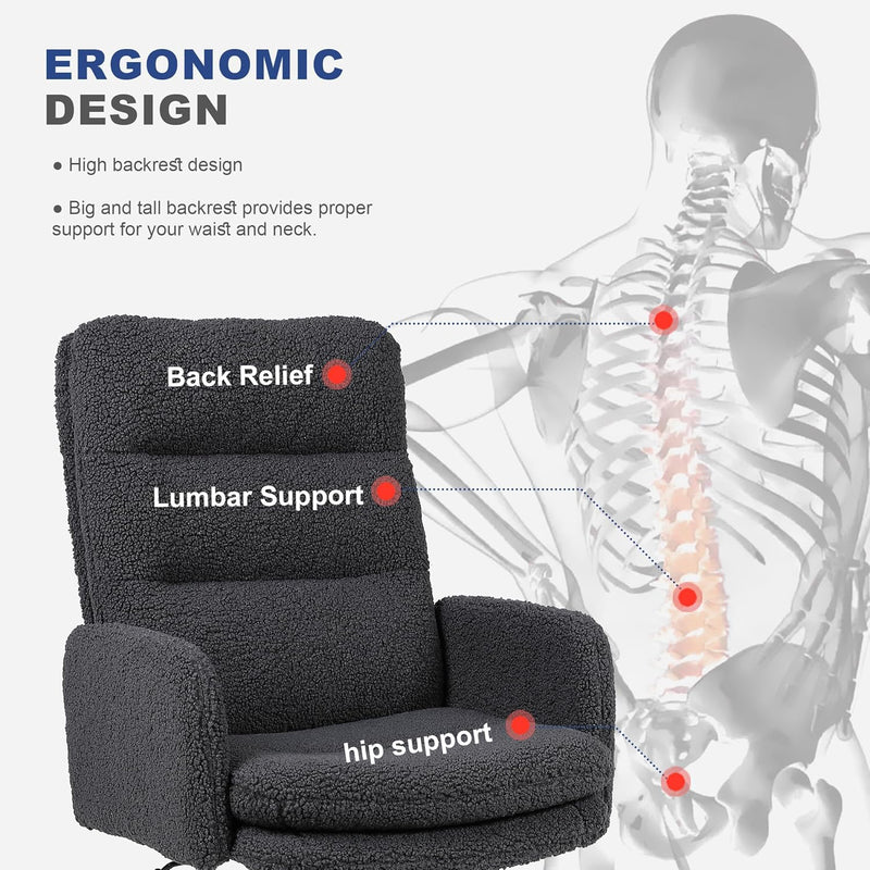 Youhauchair Schreibtischstuhl aus Kaschmir, Bürostuhl Ergonomisch mit hoher Rückenlehne, Bequemer Sc