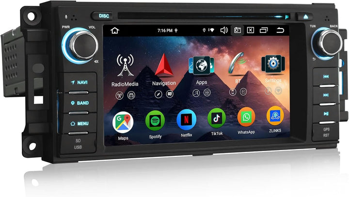 Android 16 Autoradio GPS Für Jeep Wrangler Chrysler 300C Dodge Challenger | Autoradio Bluetooth Dodg