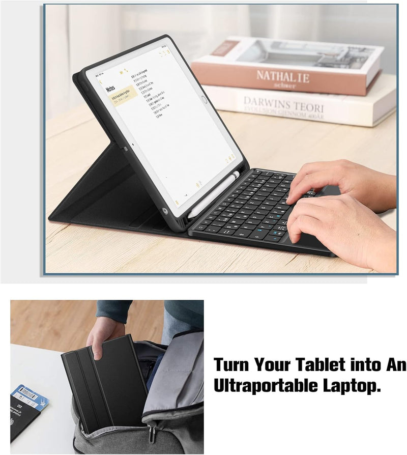 Fintie Tastatur Hülle für iPad (9. / 8. und 7. Generation - 2021/2020/2019), iPad 10.2 Hülle mit Tas