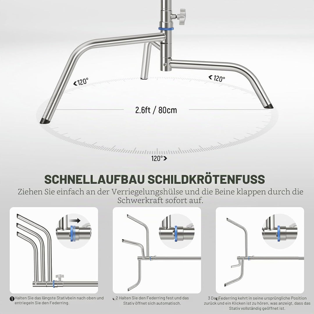 Neewer SC320Q SC320Q C-Ständer aus Edelstahl, strapazierfähig, mit Galgenarm, schnelle Einrichtung,