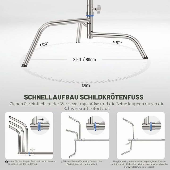 Neewer SC320Q SC320Q C-Ständer aus Edelstahl, strapazierfähig, mit Galgenarm, schnelle Einrichtung,