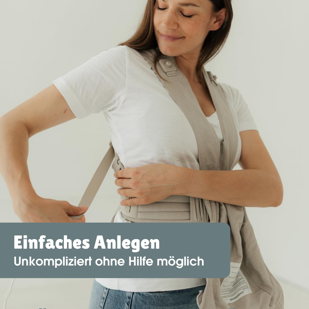emma & noah Premium Babytrage – mitwachsend 3,5–15kg, ergonomisch, leise Magnetverschlüsse, gepolste