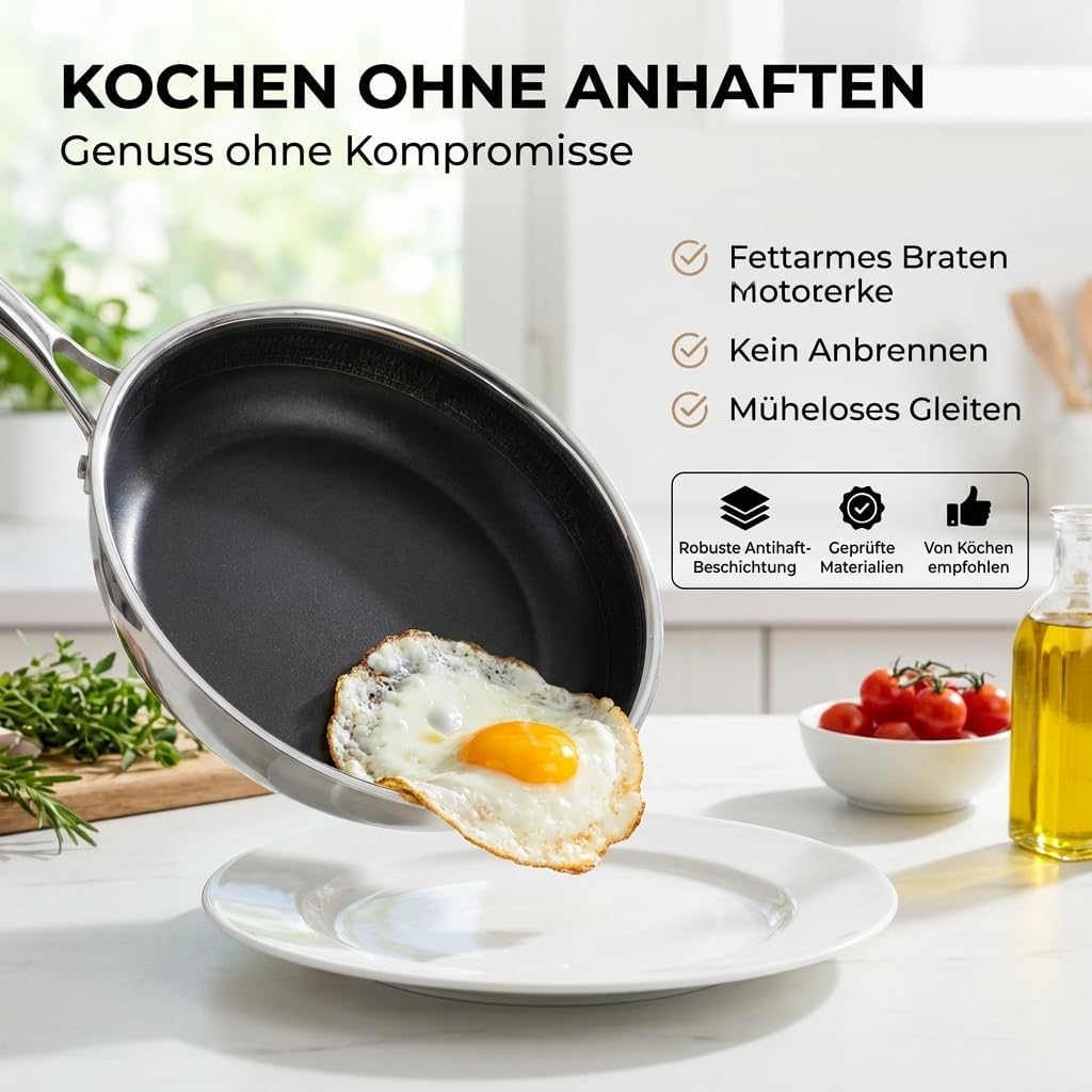 FIXLINE® BLACK FOREST Bratpfanne 28cm - robuste Antihaftbeschichtung - hoher Rand 6,5cm - alle Herda