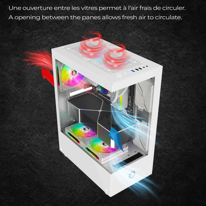 EMPIRE GAMING - (2024 Neu) Gamer PC-Gehäuse CM-241 – ARGB Mid Tower Micro-ATX und ITX – 3 Lüfter 120