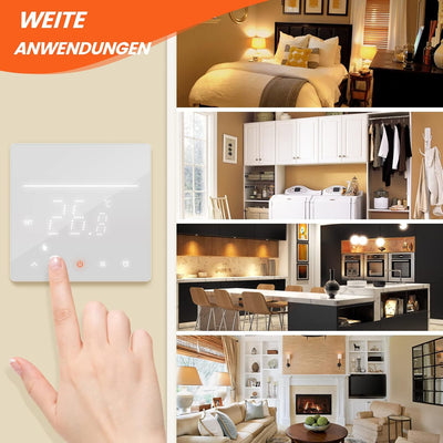 Digitale Heizthermostat, Briidea Digitale Thermostat with Touchscreen, Anwendbar Für Kabelsysteme in