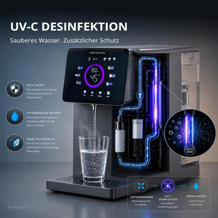 Premium Auftisch Osmoseanlage Trinkwasser – Umkehrosmoseanlage mit UV-Licht, filtert 99% Schadstoffe