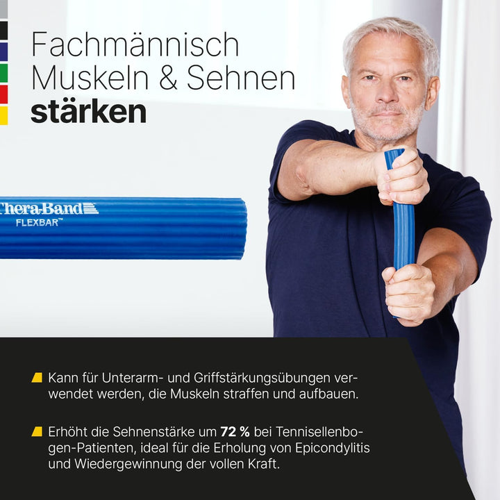 TheraBand FlexBar Handtrainer | Unterarmtrainer für Rehabilitation & Griffkraft | Trainingsgerät für