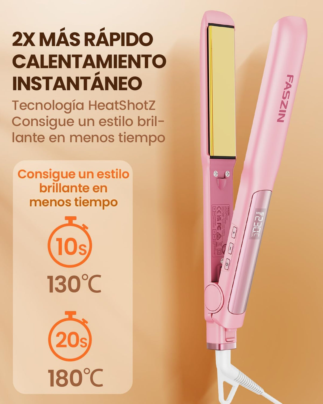 Faszin 2 in 1 Glätteisen Locken und Glätten, 20s Schnellaufheizung, Titanplatten Ionen Haarglätter f