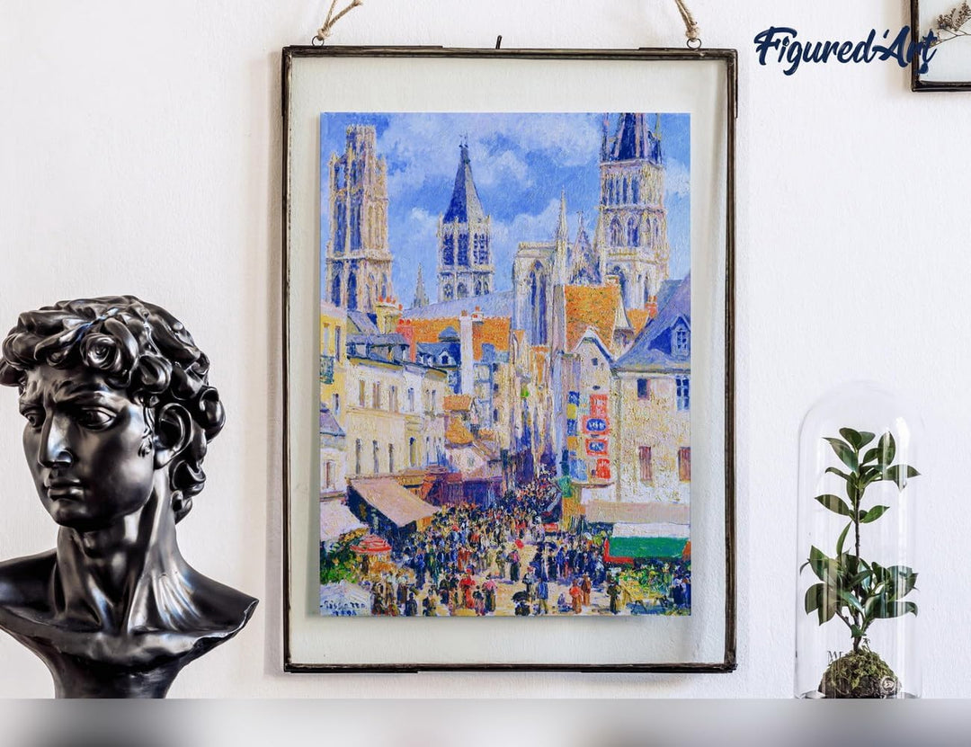 Figured'Art Malen Nach Zahlen Erwachsene Mit Rahmen Rue de l’Épicerie in Rouen - Camille Pissarro -