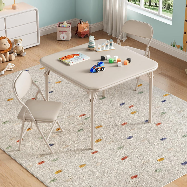 Kindermöbel-Set, zusammenklappbar, Tisch mit 2 gepolsterten Stühlen, stabiler Metallrahmen, ideal fü