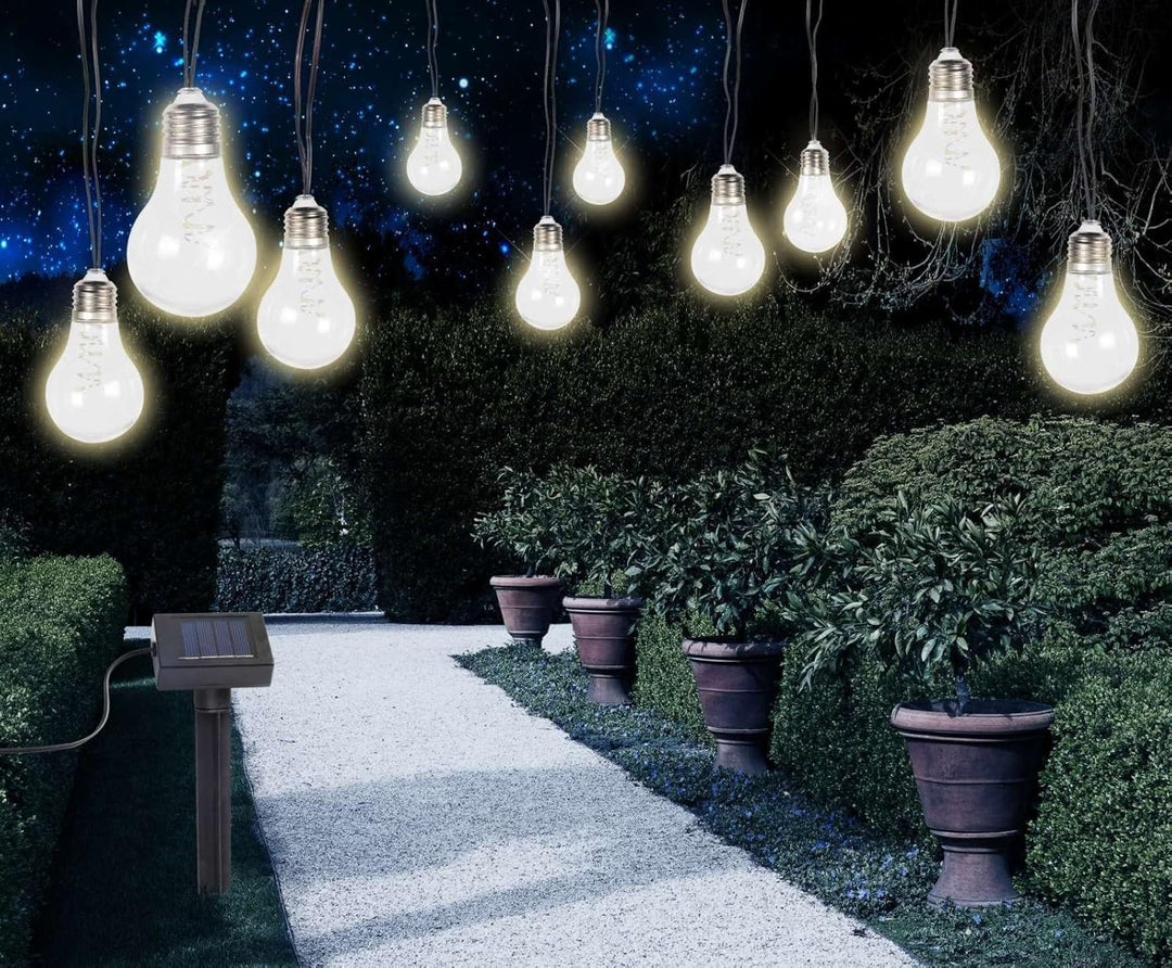 LED Solar Lichterkette Gartenparty Solarleuchte Solarlampe 10 Glübirnen Weihnachtsbeleuchtung Flash-