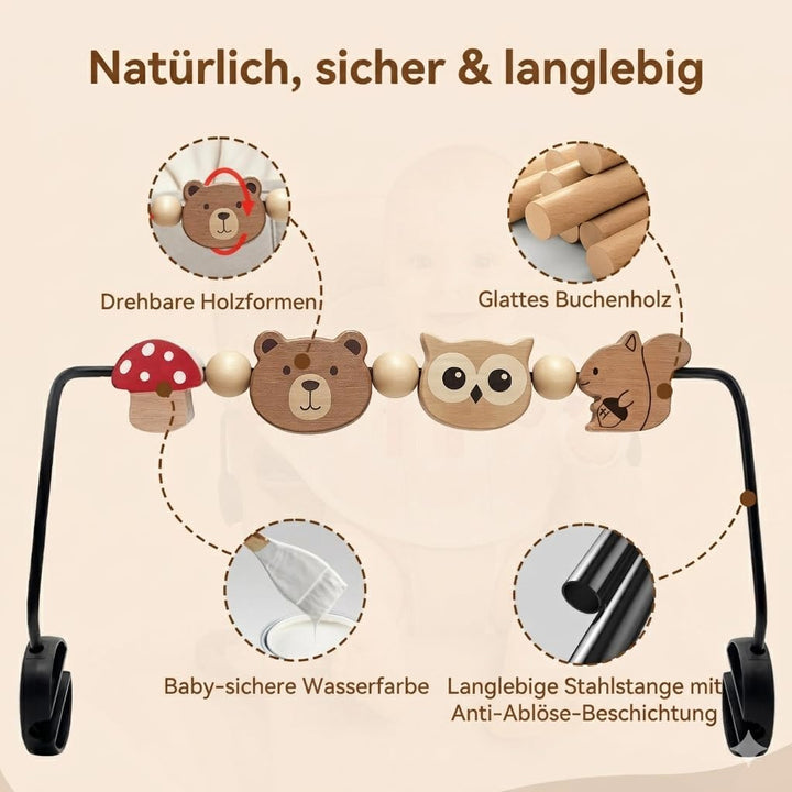 Spielzeug für Babywippe, kompatibel mit Baby Björn Bouncer Balance Soft &amp; Bliss, drehbare Holzspielz