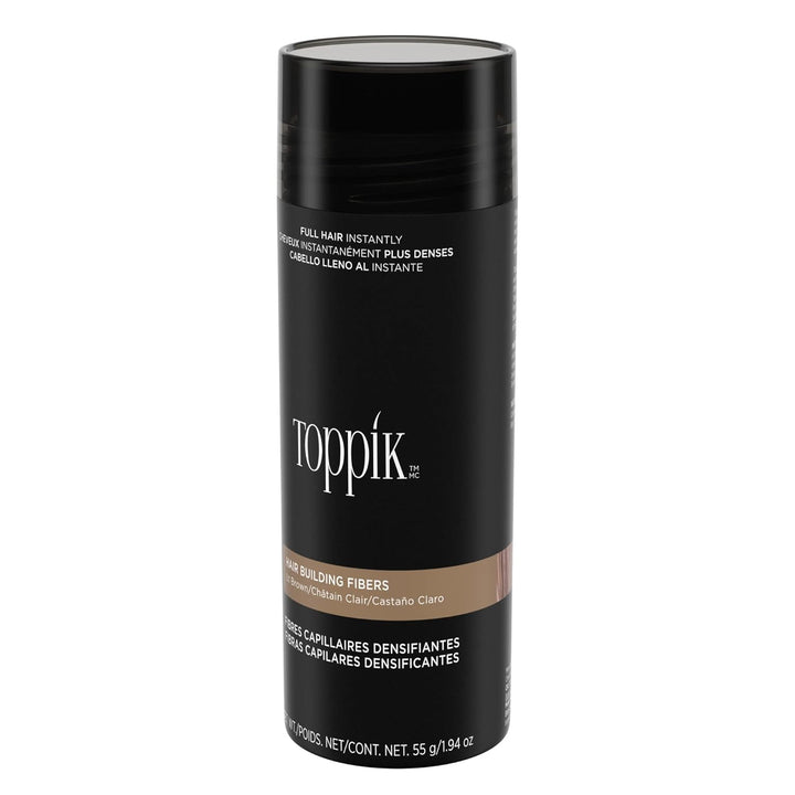 Toppik Haarfasern 55 g, Hellbraun, natürlich gewonnene Fasern aus Keratin für voller aussehendes Haa