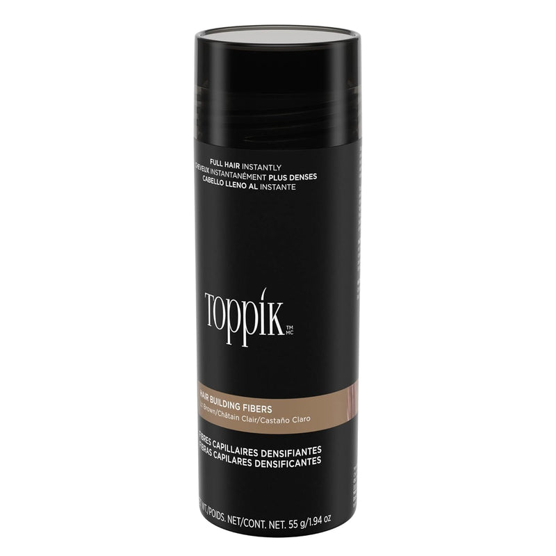 Toppik Haarfasern 55 g, Hellbraun, natürlich gewonnene Fasern aus Keratin für voller aussehendes Haa