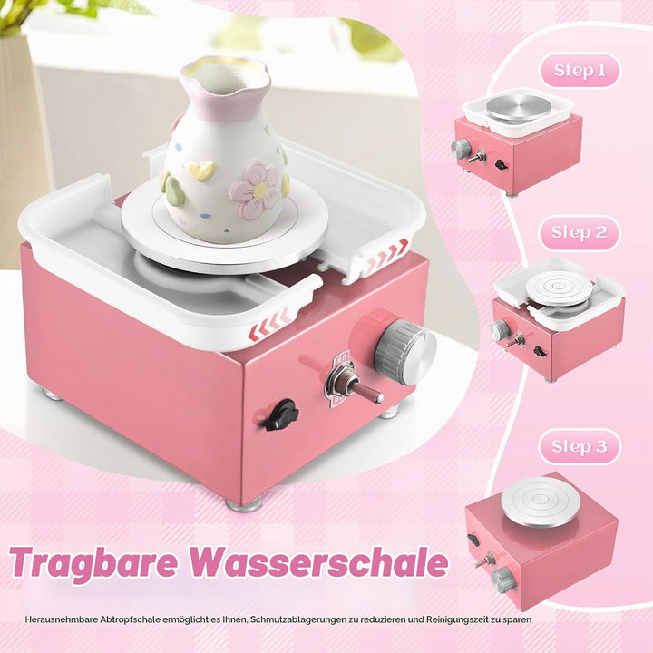 Töpferscheibe Elektrisch, Töpferscheibe Keramik Rad Maschine 30 W,Mini Electric Pottery Wheel mit 10