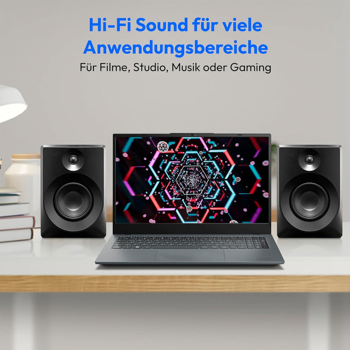 MEDION P61925 Regallautsprecher (aktiv und passiv, Holzgehäuse, 2 Wege System, Bluetooth5.0, integri