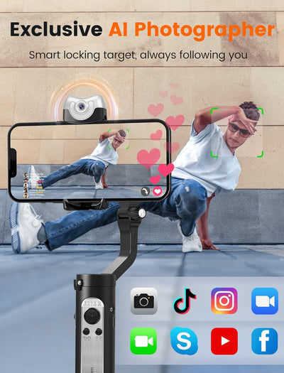 hohem iSteady V2S Smartphone Gimbal, 3-Achsen Handy Gimba mit AI Tracking, Tragbar und Faltbar, Andr