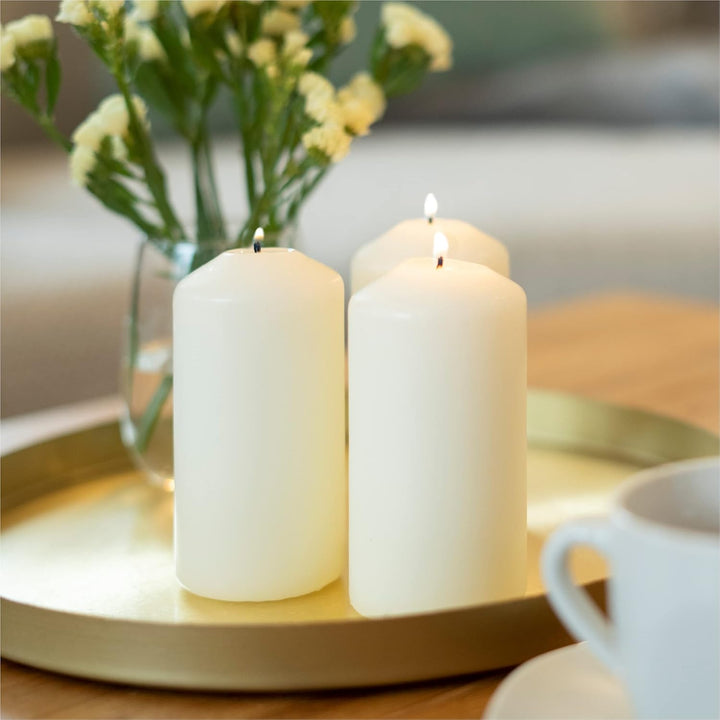 HOFER STUMPENKERZEN 58 x 120 mm – elfenbein, creme, champagner | besonders lange Brenndauer ca. 39 S