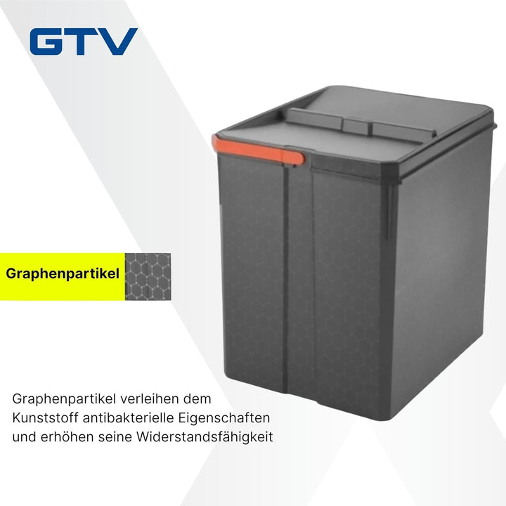 GTV - Abfallsammler AxiSpace, Mülleimer Kapazität 7 L, 10 Stück Set, für Schubladen/Schränke, aus Ku