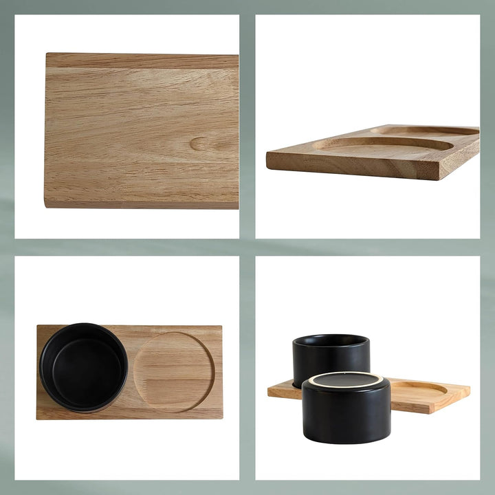 kela Servierschalen Set 3tlg GUNTEN, Keramik Snackschalen mit Servierplatte, rund, Fondue Dipschalen