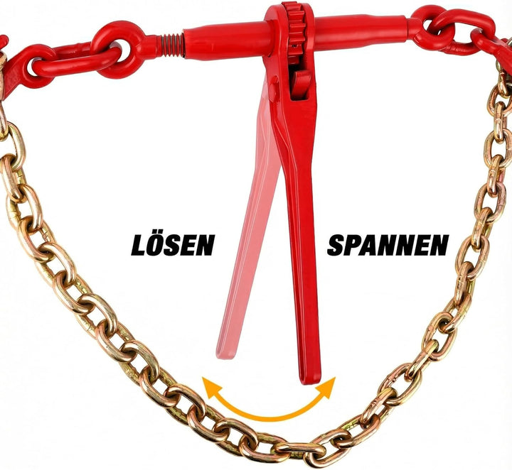 Kettenspanner-Set (3/8"-1/2"), 2 x 3 m (10 Fuss) 3/8"-Ketten und 2 Ratschenspanner,Ratschen-Kettenbi