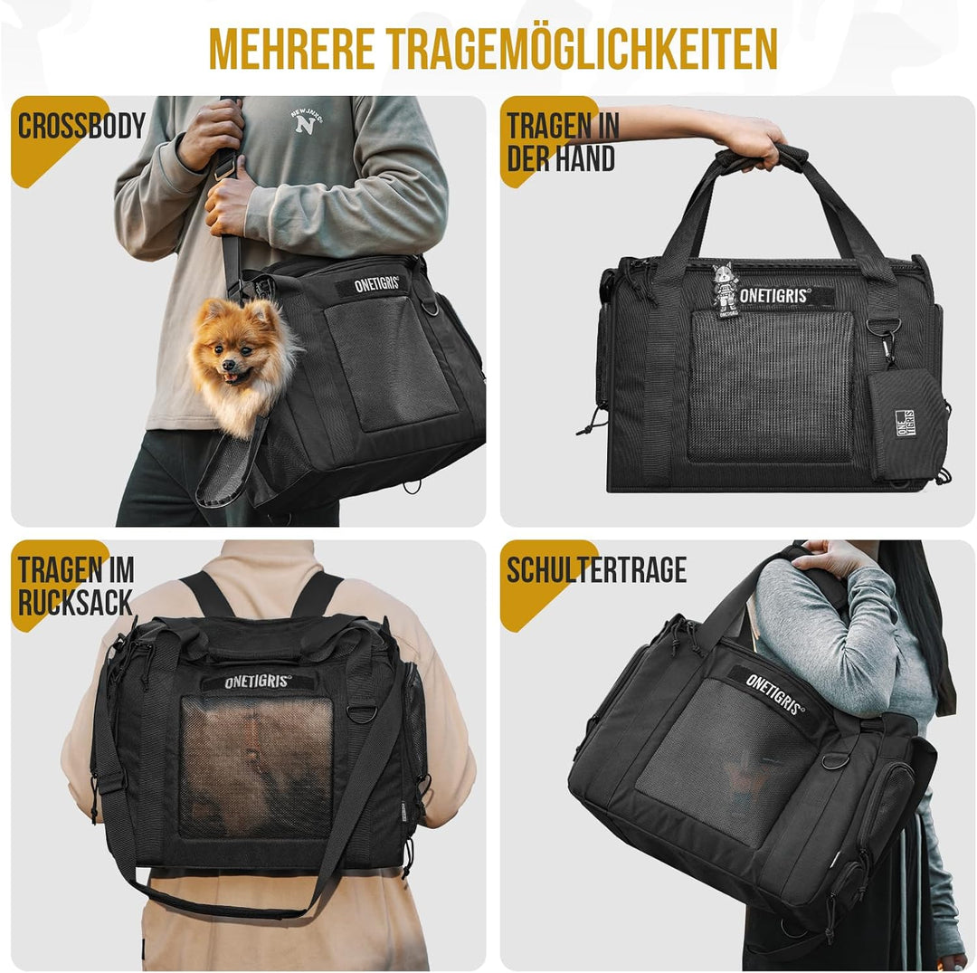 OneTigris Hundetasche für Kleine Hunde, Leichtgewicht Katzentransporttasche mit Mesh-Türen, Tragbar
