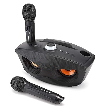 Bewinner Kabelloser Karaoke, Heim Bluetooth Lautsprecher mit Zwei Mikrofonen, Mikrofon Tragbarer Kar