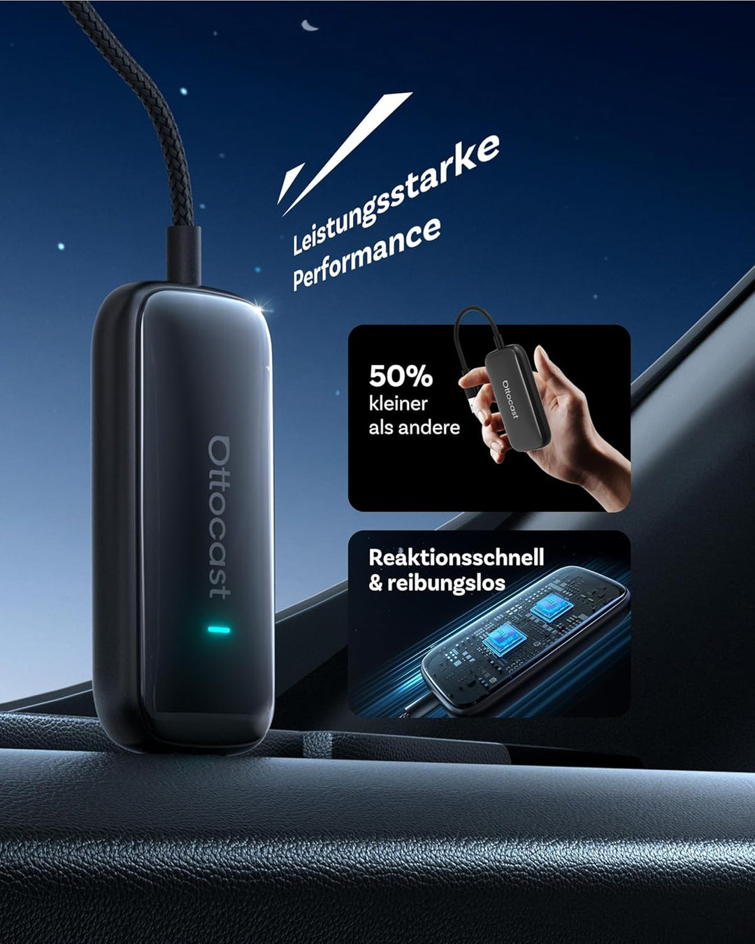 OTTOCAST Play2Video Ultra, Kabelloser CarPlay Adapter & Android Auto AI Box mit Netflix YouTube WiFi