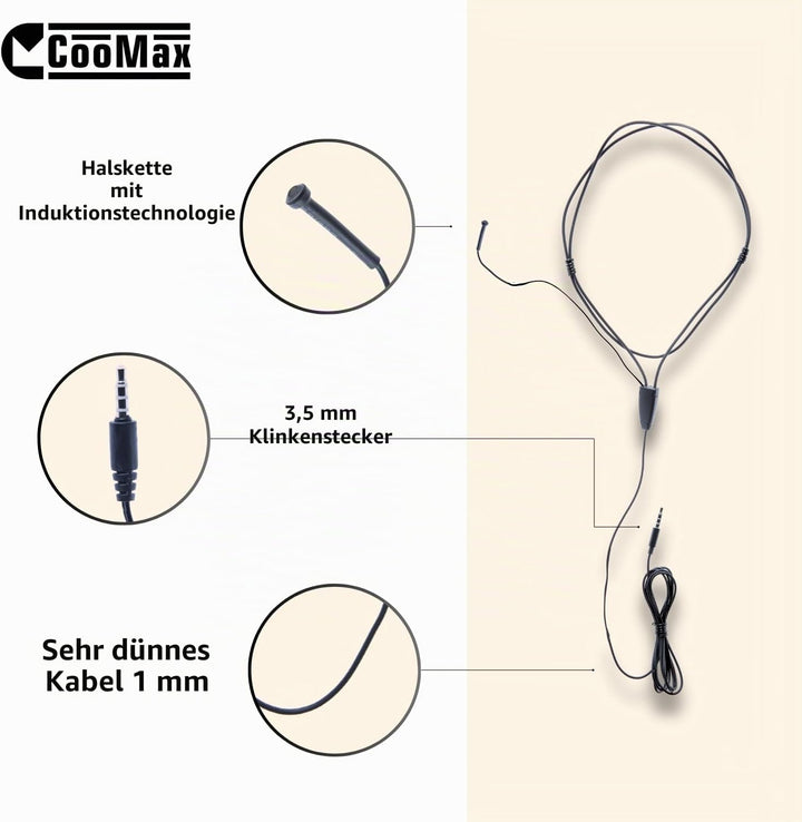 CooMax Spion Kopfhörer Kabellos VIP Pro Unsichtbare Kopfhörer mit Mikrofon Handy für Prüfung - Mini