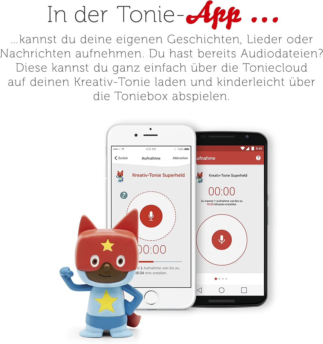 tonies Hörfigur für Toniebox, Kreativ Superheld, zum Selbstbespielen, 90 Minuten Speicher für eigene