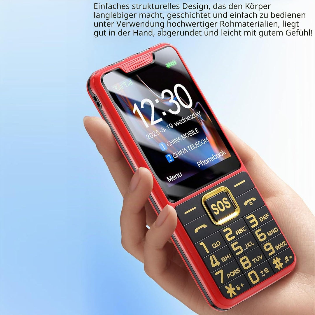 Fockety 4G -Handy für Senioren, 2,6 -Zoll -HD -Bildschirm Dual SIM -Mobiltelefon für ältere Menschen