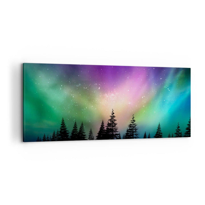 Panorama Bilder auf Leinwand 100x40cm Leinwandbild Aurora Polar Nacht Gross Wanddeko Bild Schlafzimm