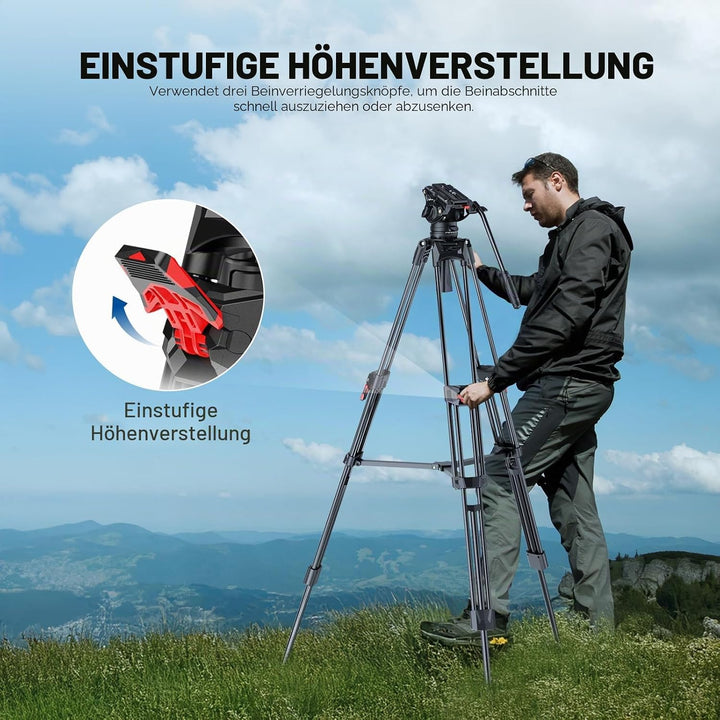 NEEWER 76“ Video Kamera Stativ mit Fluid Kopf, Aluminium Heavy Duty Stativ Stand, Dual Modus QR Plat