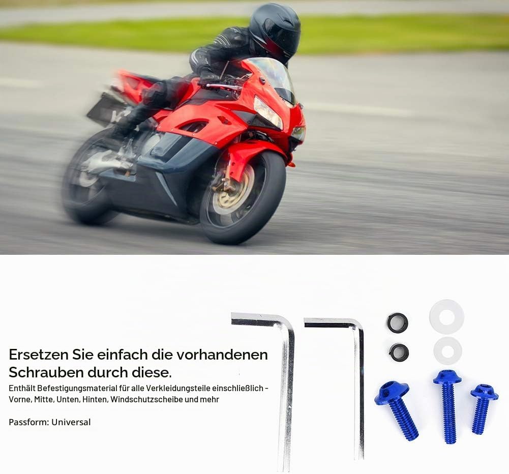 Motorrad Verkleidung Schrauben Kit, Universal M5 M6 Aluminium Windschutzscheibe Karosserie Schrauben