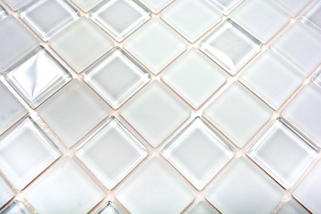 Mosaik Fliesen Mosaikfliesen Glasmosaik Kachel weiss matt glänzend Küchenfliese WC Fliesenspiegel Fl