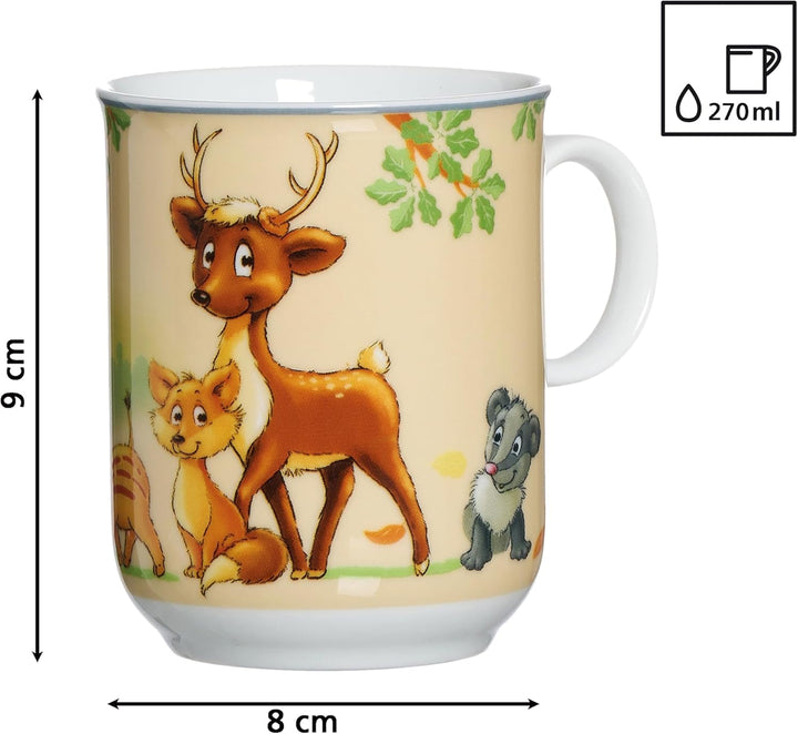 Ritzenhoff & Breker Kindergeschirr-Set Waldtiere mit Besteck und Trinkgläsern, 10-teilig, Porzellan