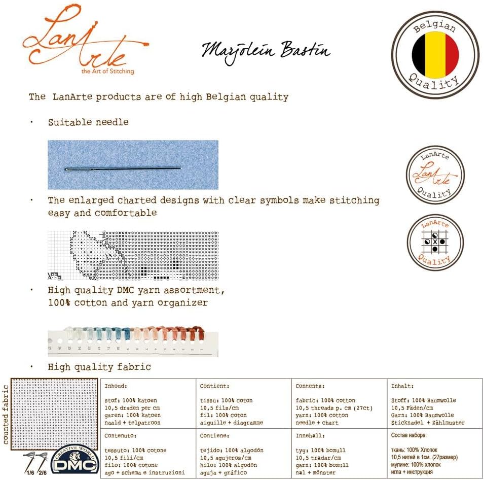 Lanarte Zählmusterpackung Feld- und Wiesenblumen Zähls Kreuzstichpackung, Baumwolle, Mehrfarbig, 31