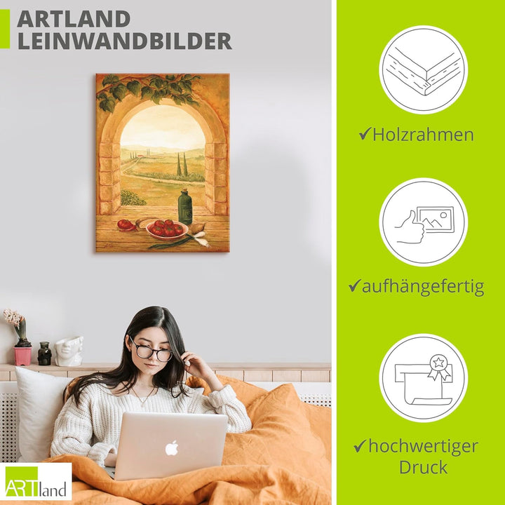 ARTland Leinwandbilder Wandbild Bild auf Leinwand 60x80 cm Landschaften Fensterblick T4JJ
