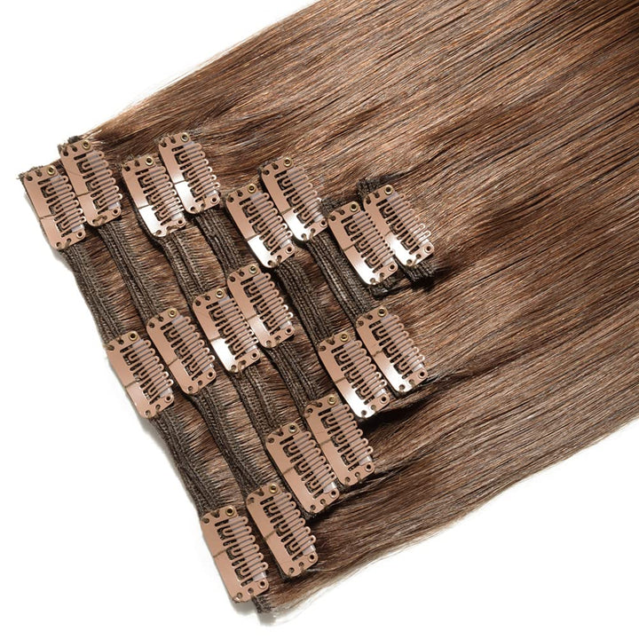 SEGO Clip in Extensions Echthaar 8 Tressen Doppelt Tressen Haarverlängerung 100% Remy Human Haar für