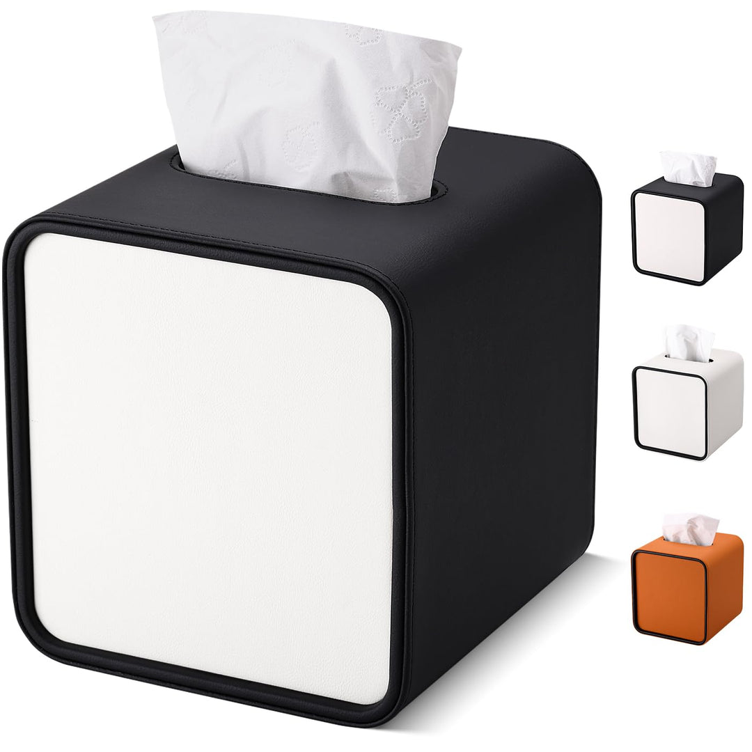 GORESE Taschentuchbox,Leder Quadratische Kosmetiktücherbox Papiertaschentuchhalter Taschentuchspende