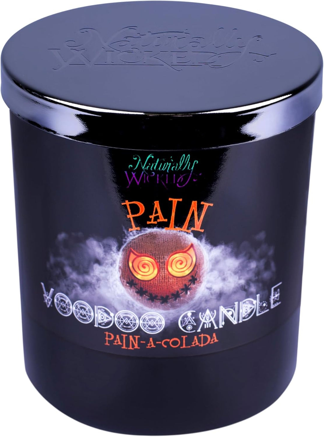 Naturally Wicked Voodoo Schmerz Kerze | Inc Voodoo-Puppe & Kristallstab | Vegane Kristallzauberkerze