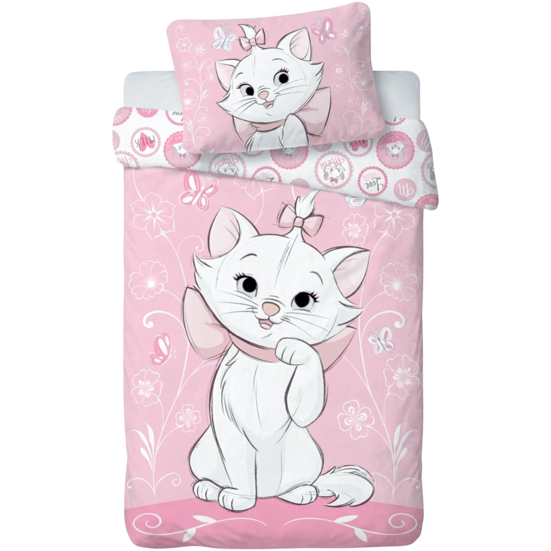 Kinderbettwäsche 100x135 cm Marie Aristocats mit Kissenbezug 40x60 cm, Baby Bettwäsche ideal für 60x