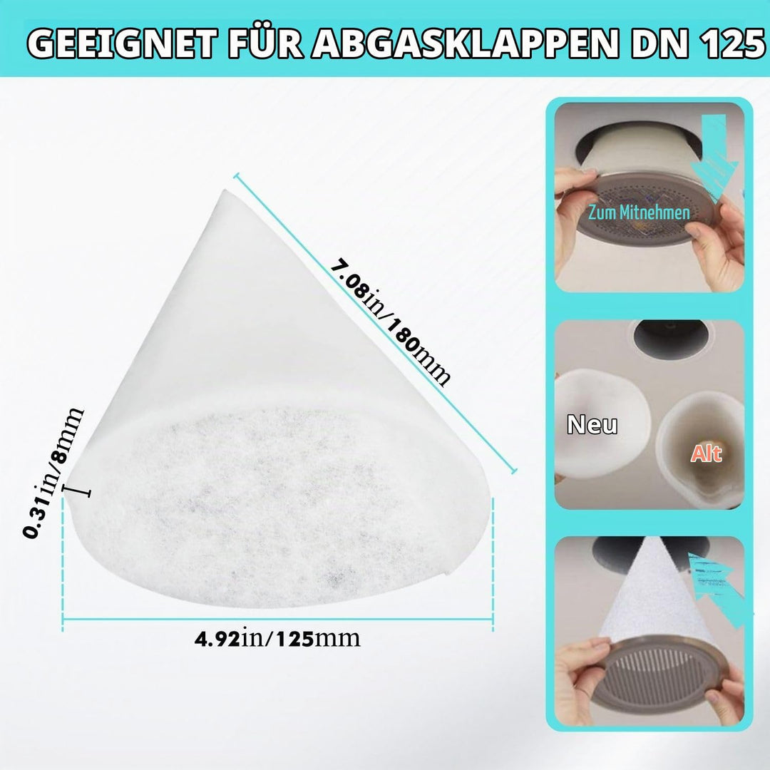 20PCS kegelfilter DN 125, G4 Filtermatte, Filter Lüftungsanlage, Länge 180 mm Filtervlies, Kegelfilt