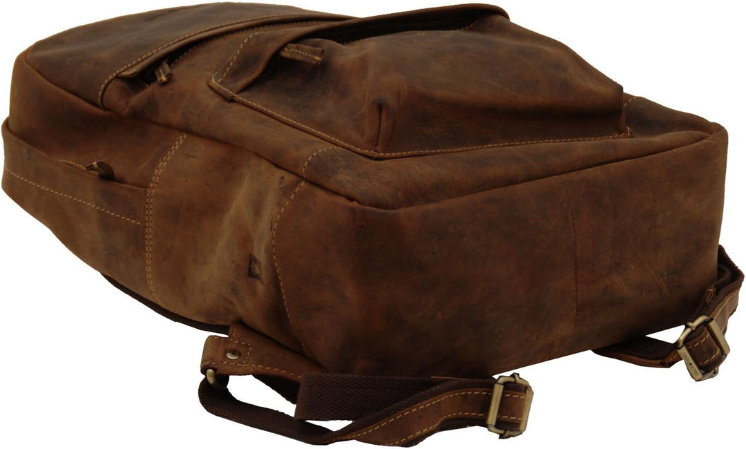 Greenburry VINTAGE 1691-25 Zip Around Leder Retro Rucksack Daypack Notebookfach - ModaStore de