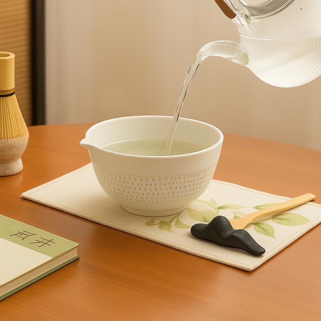 Matcha Set 7-teilig – Premium Tee Set mit Keramik Matcha Schale, Bambus Schneebesen (Chasen), Sieb &