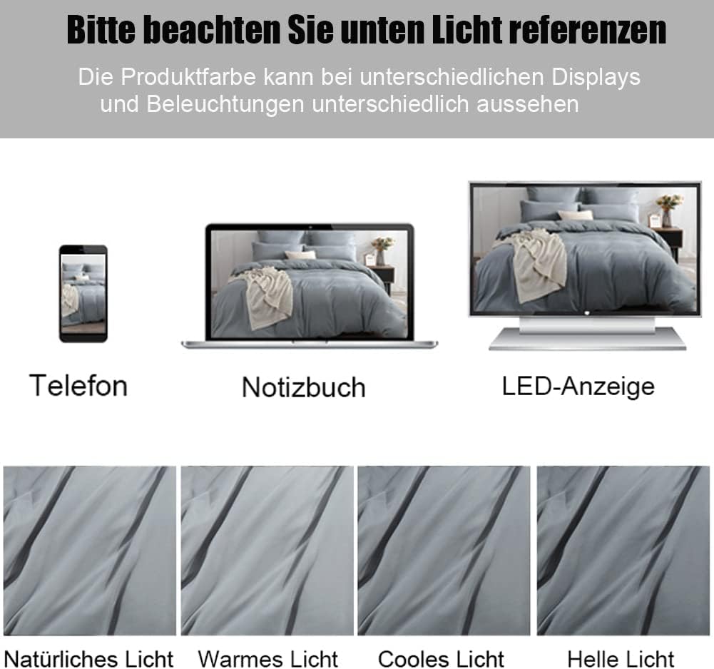 Soifox Bettwäsche 200x200 Grau bettwäsche-Sets aus Mikrofaser bügelfrei &amp; knitterfrei - Bettbezug 20
