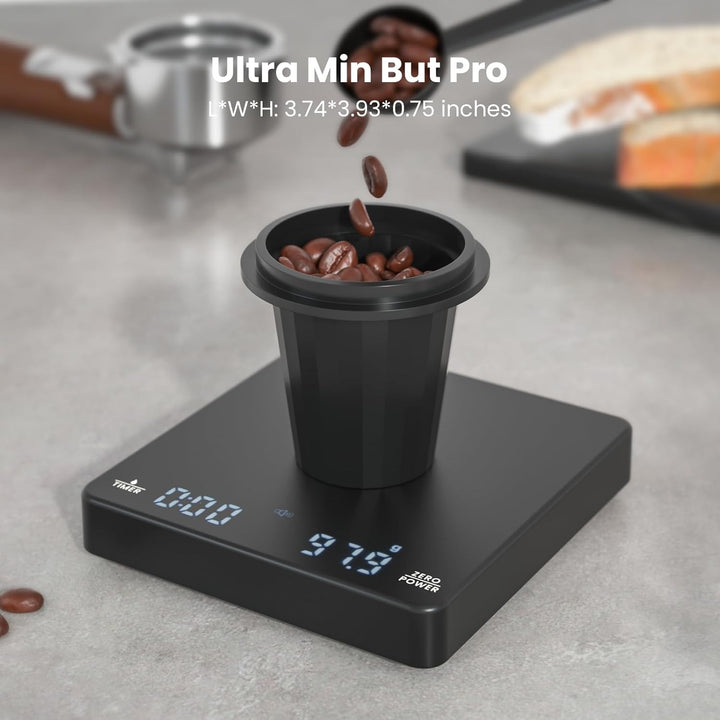 Maestri House Mini Kaffeewaage mit Timer, wiederaufladbare Espresso Waage, 2kg/0,1g Präzisionswaage