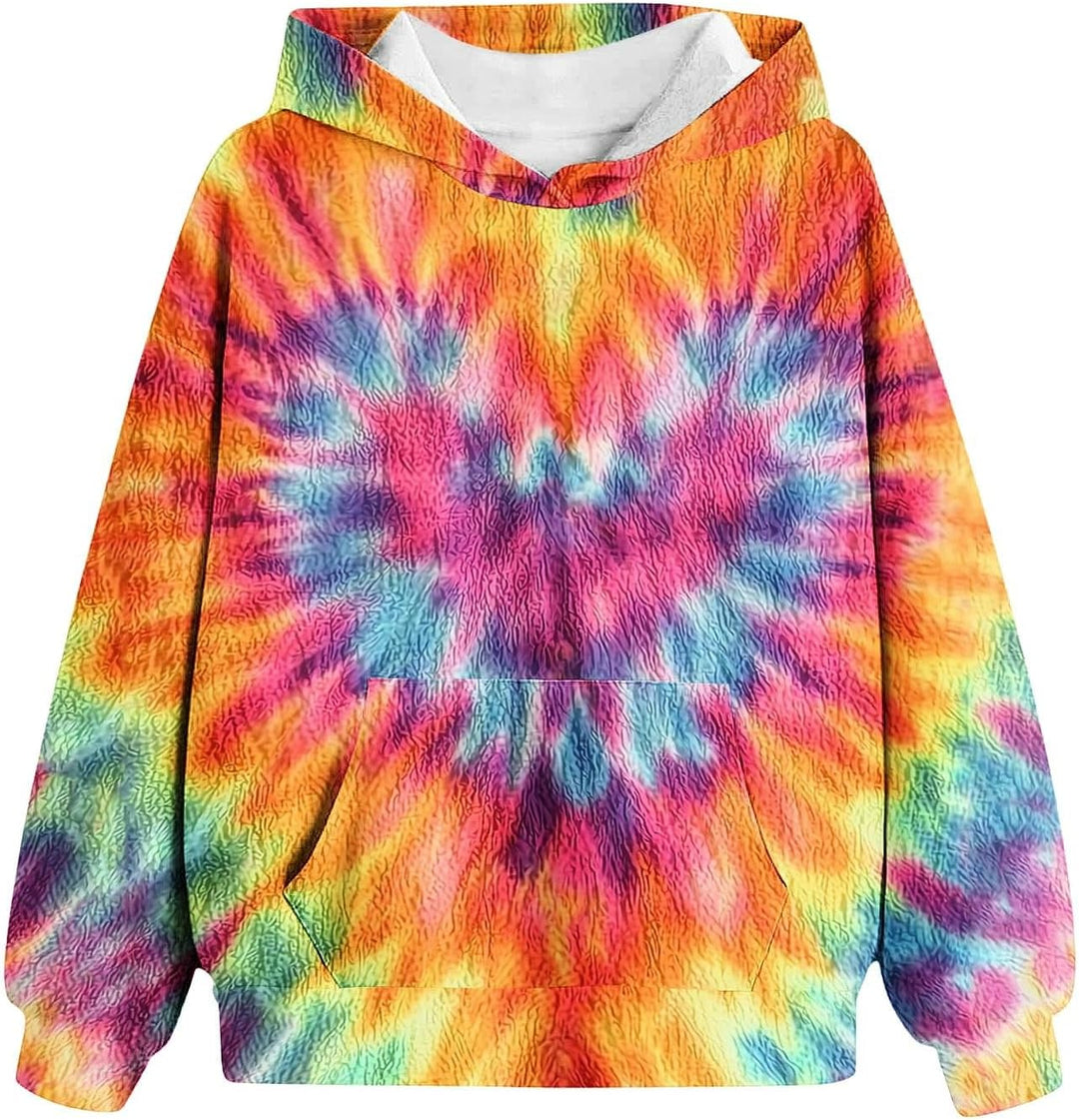 Mädchen Kapuzenpullover Casual Hoodie Batik Sweatshirt mit Kapuze & Tasche Oberteile Langarm Kuschel