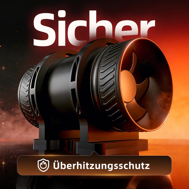 100mm Rohrventilator Regelbar, Rohrlüfter 8W, 310m³/h, Überhitzungsschutz Ventilator, Kanalventilato